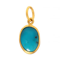 24K Yellow Gold Bezel Set Oval Turquoise Charm