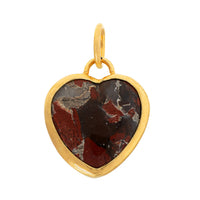 24K Yellow Gold Jasper Heart Charm