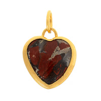 24K Yellow Gold Jasper Heart Charm