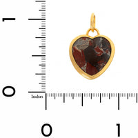 24K Yellow Gold Jasper Heart Charm