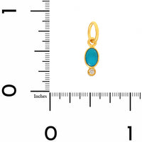 24K Yellow Gold Oval Turquoise and Diamond Charm