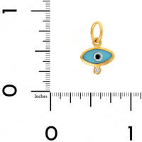 24K Yellow Gold Turquoise Mother Of Pearl and Diamond Evil Eye Charm