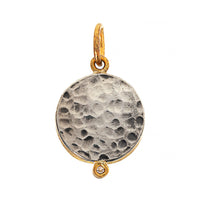 24K Yellow Gold White Quartz and Diamond Green Clover Charm