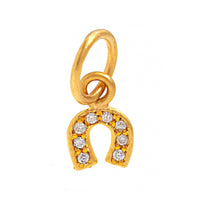 24K Yellow Gold Tiny Pave Diamond Horseshoe Charm