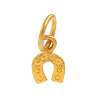 24K Yellow Gold Tiny Pave Diamond Horseshoe Charm