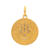 24K Yellow Gold Diamond Round Evil Eye Hamsa Charm