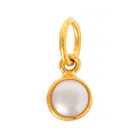 24K Yellow Gold Round Pearl Charm