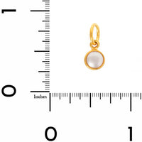 24K Yellow Gold Round Pearl Charm