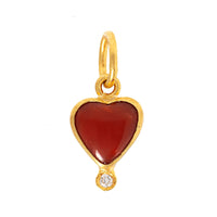 24K Yellow Gold Coral and Diamond Heart Charm