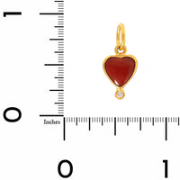 24K Yellow Gold Coral and Diamond Heart Charm