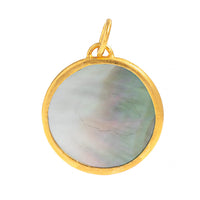 24K Yellow Gold Mother Of Pearl Round Sun Charm