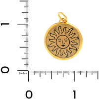 24K Yellow Gold Mother Of Pearl Round Sun Charm
