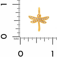24K Yellow Gold Pave Diamond Dragonfly Charm