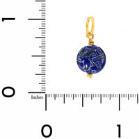 24K Yellow Gold Round Lapis Ball Charm