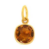 24K Yellow Gold Round Citrine Charm