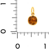 24K Yellow Gold Round Citrine Charm