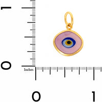 24K Yellow Gold Pink Glass Evil Eye Charm