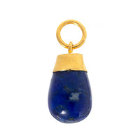 24K Yellow Gold Teardrop Shaped Lapis Charm