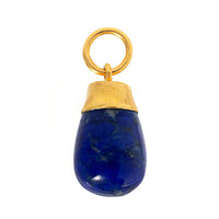 24K Yellow Gold Teardrop Shaped Lapis Charm