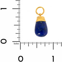 24K Yellow Gold Teardrop Shaped Lapis Charm
