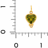 24K Yellow Gold Peridot and Diamond Heart Charm