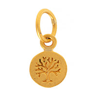 24K Yellow Gold Tony Round Tree Of Life Charm