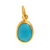 24K Yellow Gold Oval Turquoise Charm