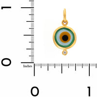 24K Yellow Gold Green Glass and Diamond Evil Eye Charm