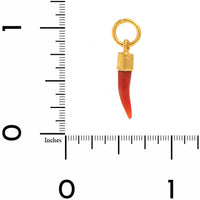 24K Yellow Gold Tiny Italian Coral Horn Charm
