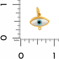24K Yellow Gold Mother Of Pearl and Diamond Evil Eye Charm