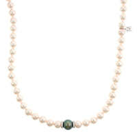 Mikimoto 18K White Gold, Akoya Pearls, and Diamond Necklace