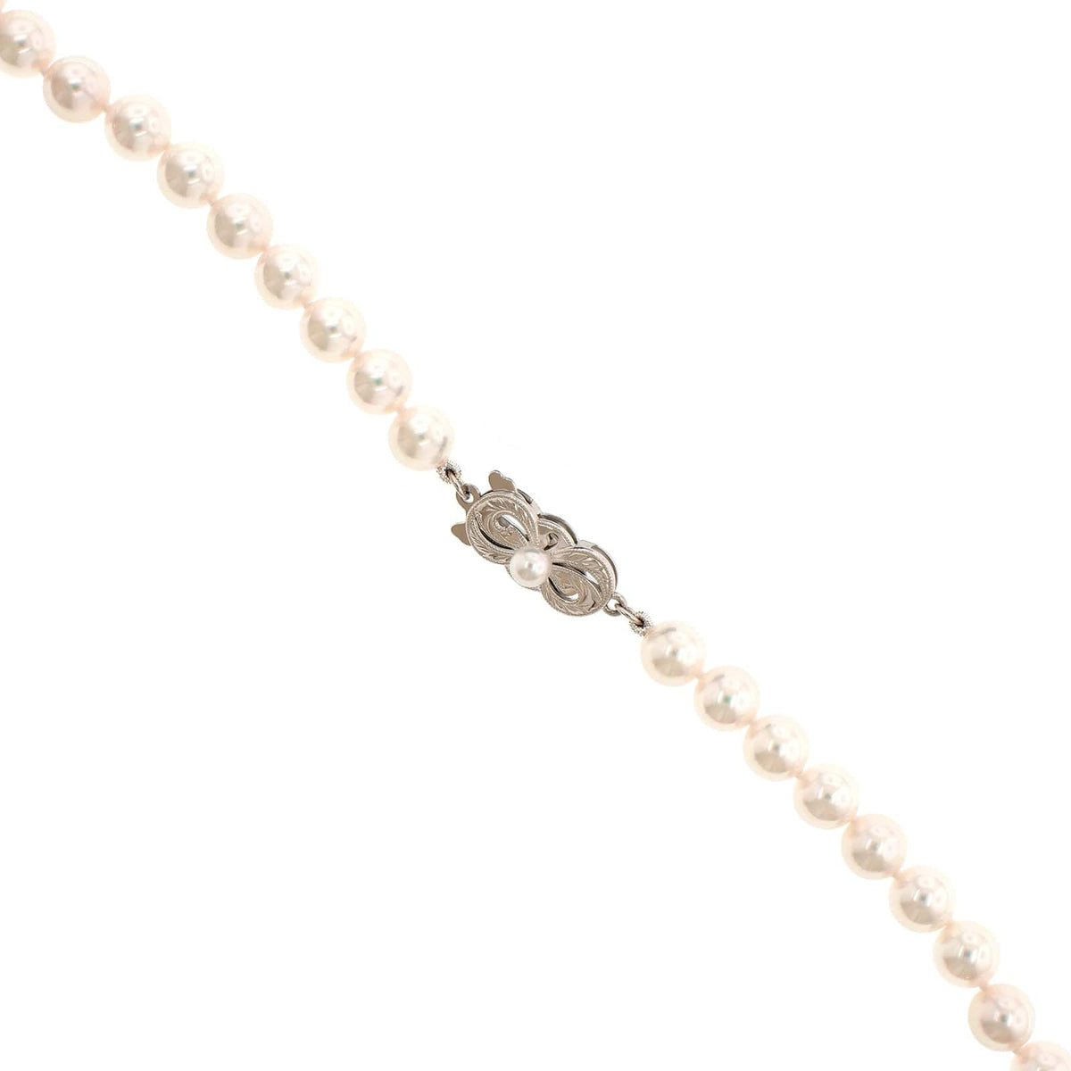 Mikimoto 18K White Gold, Akoya Pearls, and Diamond Necklace