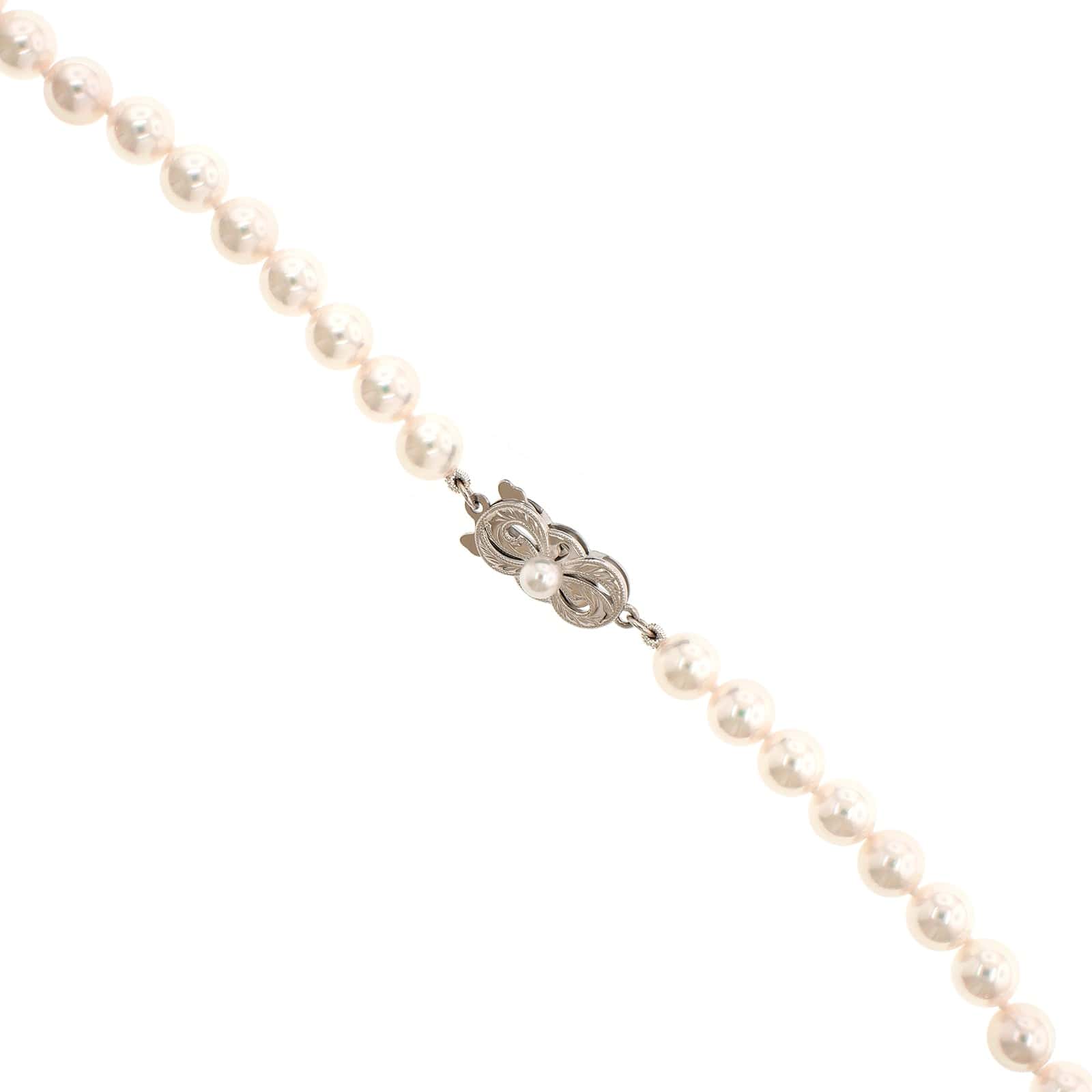 Mikimoto 18K White Gold, Akoya Pearls, and Diamond Necklace