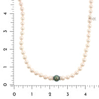 Mikimoto 18K White Gold, Akoya Pearls, and Diamond Necklace