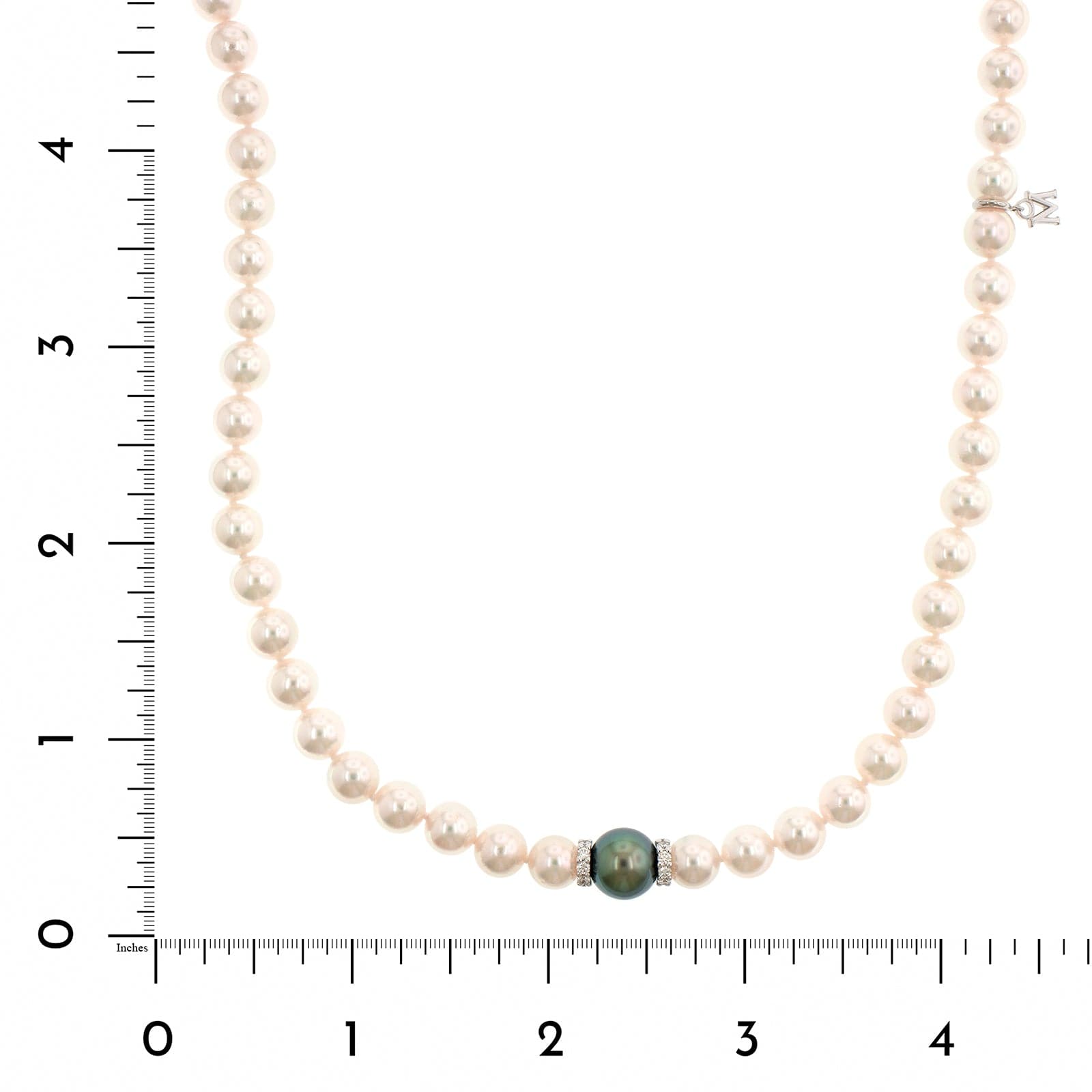 Mikimoto 18K White Gold, Akoya Pearls, and Diamond Necklace
