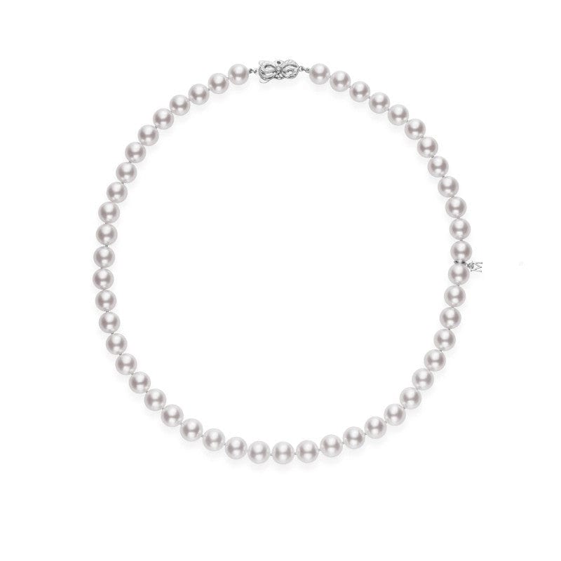 Mikimoto 18" Platinum Akoya Cultured 8x7.5mm Pearl Strand Necklace
