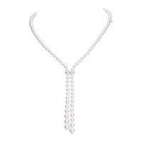 Mikimoto 18K White Gold Graduated Akoya Pearl Diamond Necklace