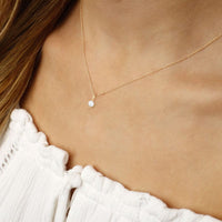 14K Yellow Gold Small Prong Set Pearl Pendant Necklace