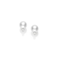 Mikimoto 18K White Gold White South Sea Pearl and Diamond Stud Earrings