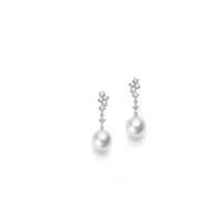 Mikimoto 18K White Gold White South Sea Pearl and Diamond Earrings