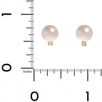 14K Yellow Gold Pearl and Diamond Stud Earrings
