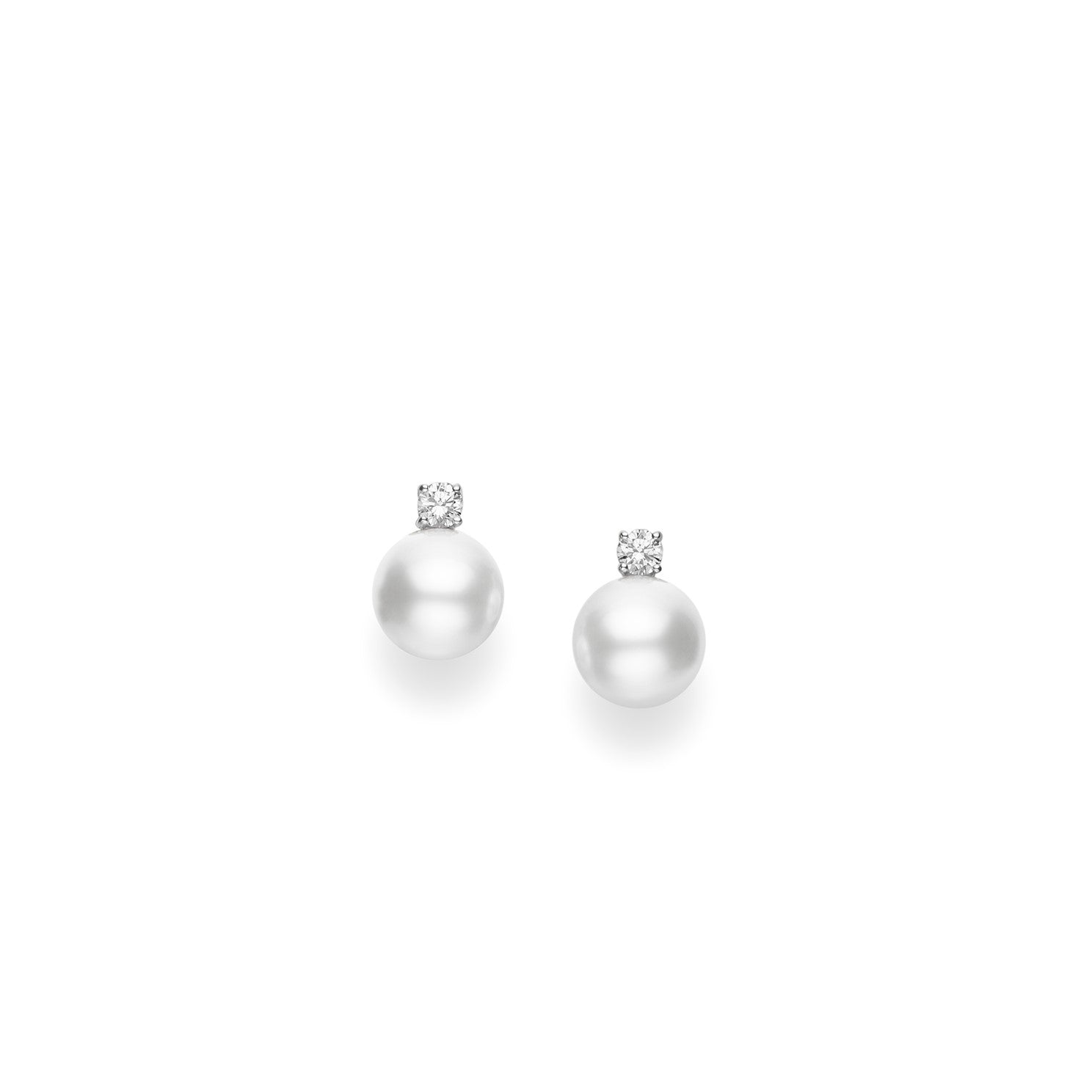Platinum White South Sea Cultured Pearl Diamond Stud Earrings