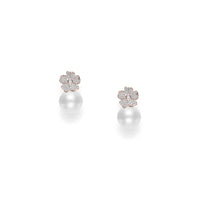 Mikimoto 18K Rose Gold South Sea Cultured Pearl Cherry Blossom Drop Earrings with Diamonds