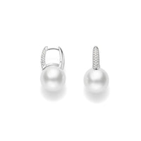 Mikimoto 18K White Gold South Sea Cultured Pearl Drop Earrings with Diamonds
