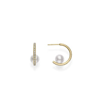 Mikimoto Akoya Cultured Pearl and Diamond Hoop Earrings