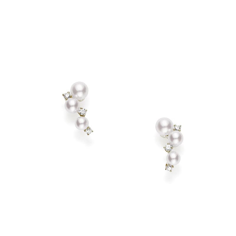 Mikimoto Akoya Cultured Pearl and Diamond Bubbles Earrings in 18K White Gold