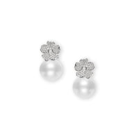 Mikimoto 18K White Gold South Sea Pearl and Diamond Drop Earrings