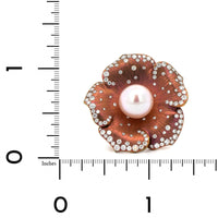 Eclat Jewels 14K Rose Gold and Titanium Fresh Water Pearl Diamond Flower Ring