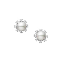 Mikimoto 18K White Gold Akoya Cultured Pearl and Diamond Stud Earrings