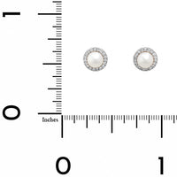 14K White Gold Pearl and Diamond Halo Stud Earrings